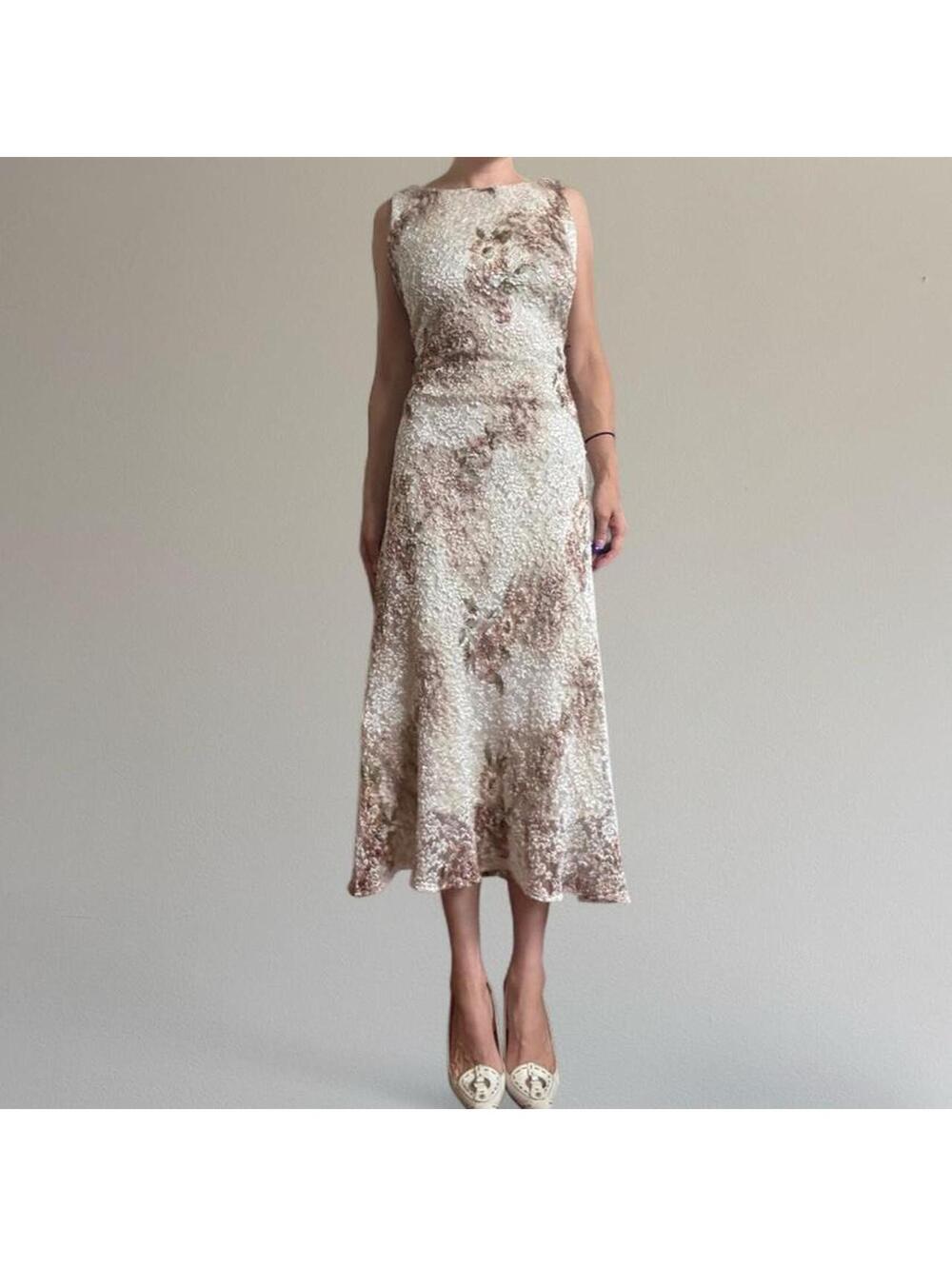 90s floral lace midi dress.
